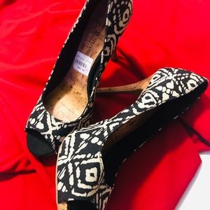 Christian Siriano print open-toed high heels shoes